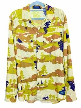 Scotch & Soda Landscape Camo Forest Button Up Shirt Men's Size S (Relaxed Fit)